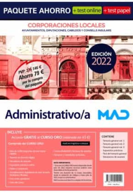 Paquete Ahorro + Test Papel + Test Online Administrativo/a De Corporac