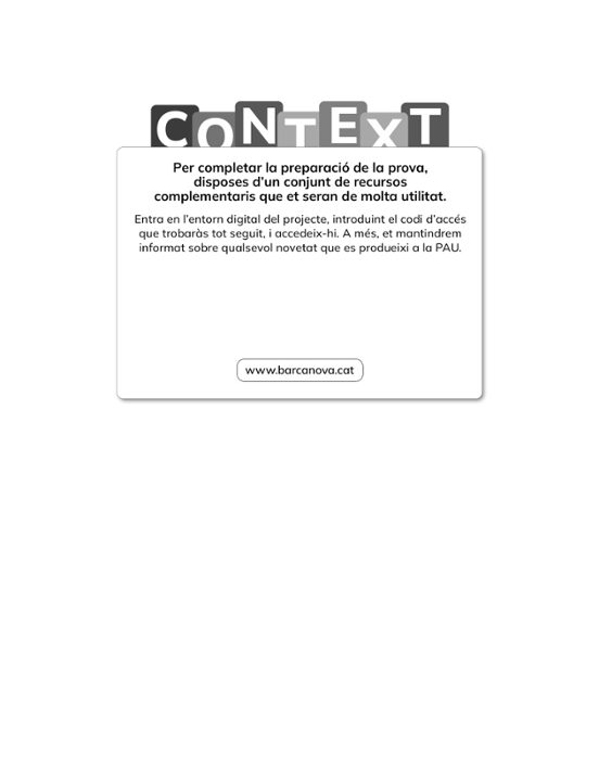 Llengua Catalana i Literatura Context PAU Catalunya 2027