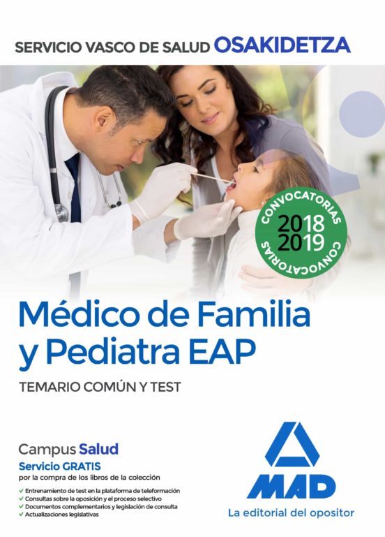 Médico De Familia Y Pediatra EAP De Osakidetza-Servicio Vasco De Salud. Temario Común Y Test