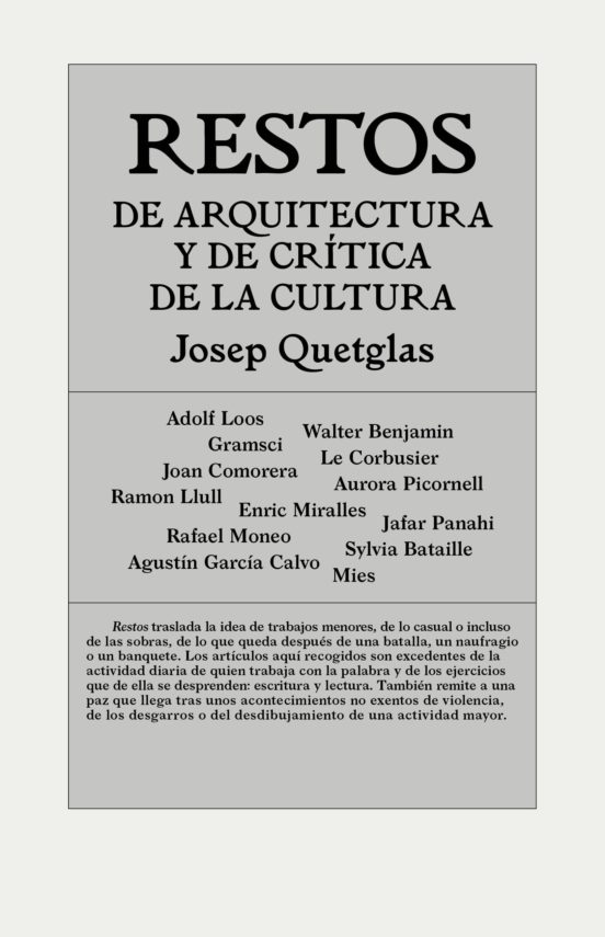 Restos De Arquitectura Y Critica De La Cultura