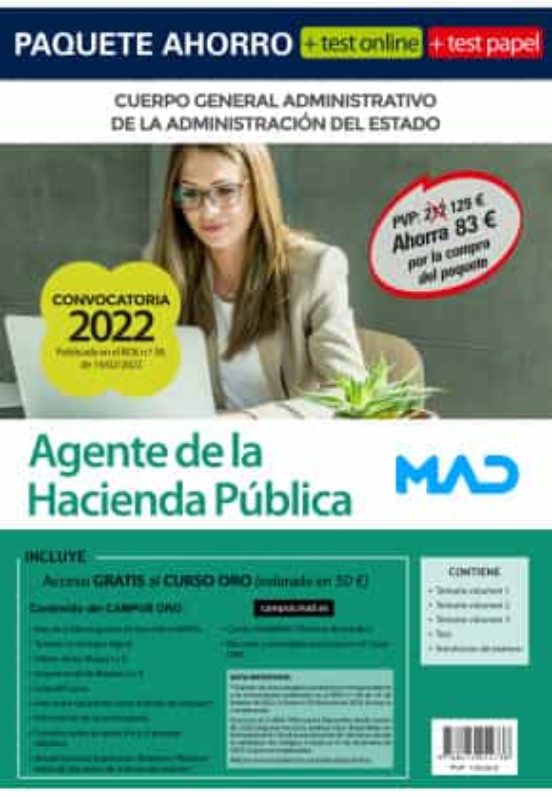 Paquete Ahorro + Test Papel + Test Online Agente De La Hacienda Públic