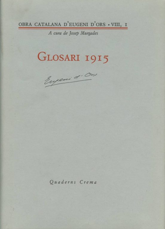 Glossari 1915 D Ors Viii/1