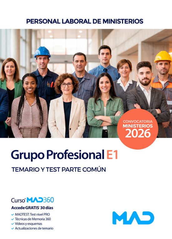 Grupo Profesional E1. Personal laboral de Ministerios. Temario y test. Parte común