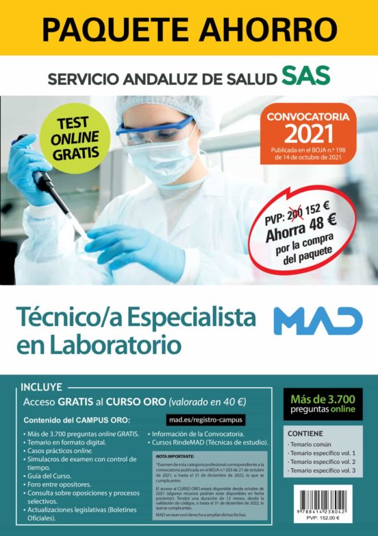 Paquete Ahorro Tecnico/a Especialista De Laboratorio Del Servicio Anda