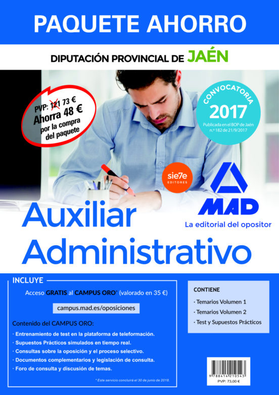 Paquete Ahorro Auxiliar Administrativo De La Diputación Provincial De