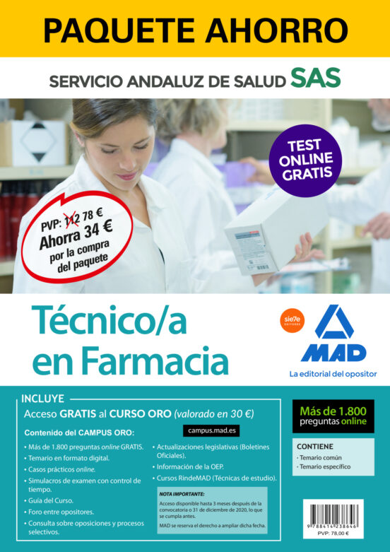 Paquete Ahorro Técnico/a En Farmacia Del Sas Ahorra 34 ¤