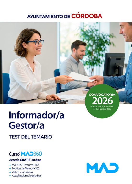 Informador/a gestor/a. Ayuntamiento de Córdoba. Test del temario