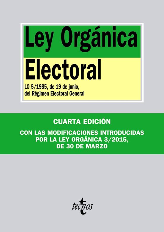 Ley Orgánica Electoral : Lo 5/1985 De 19 De Junio Del Regimen