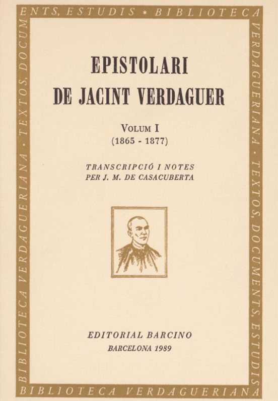 Epistolari De Jacint Verdaguer Tomo 1