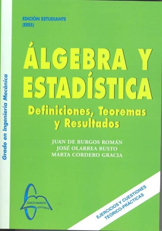 Algebra Y Estadistica: Definiciones Teoremas Y Resultados