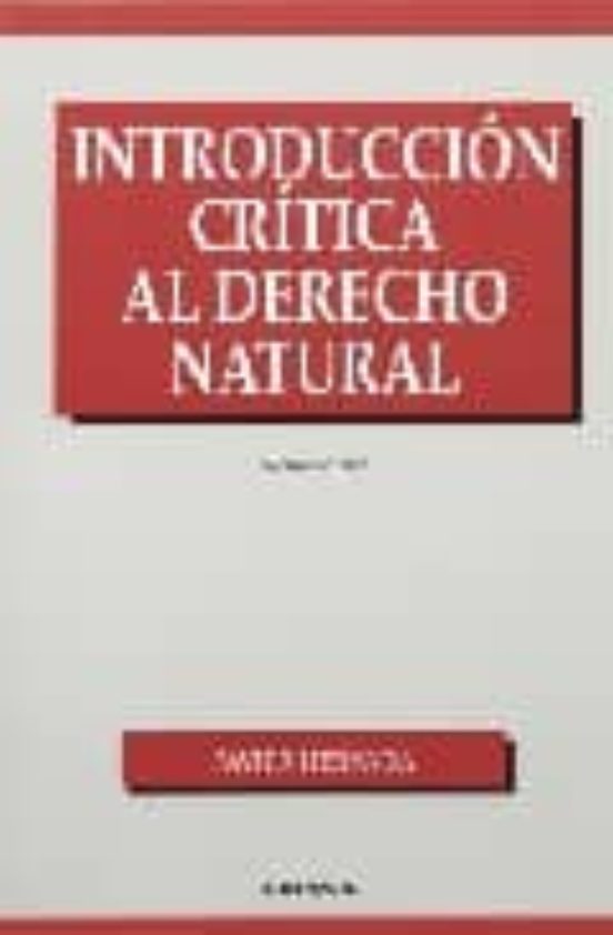 Introducción Crítica Al Derecho Natural