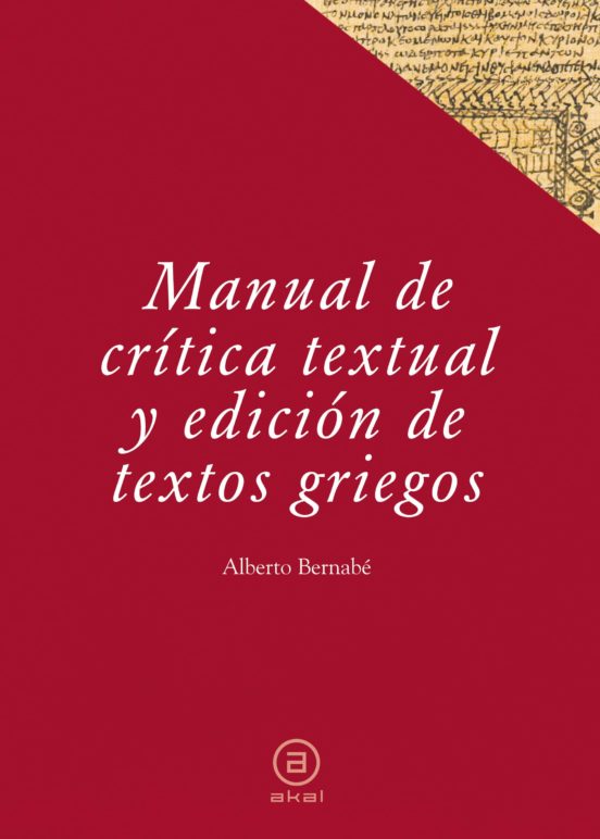 Manual De Crítica Textual Y Edición De Textos Griegos