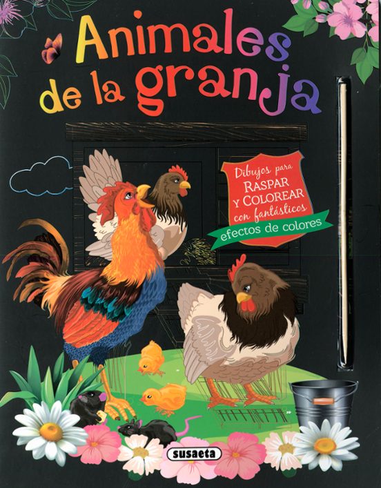 Animales De La Granja. Dibujos Para Raspar Y Colorear