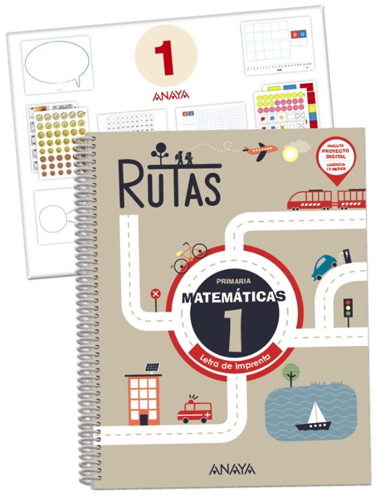 Rutas Matemáticas 1º Primaria Letra de Imprenta + Material Manipulati