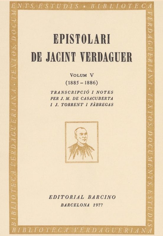 Epistolari De Jacint Verdaguer Tomo 5