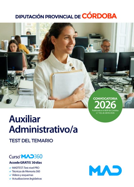 Auxiliar administrativo/a. Test del temario. Diputación Provincial de Córdoba