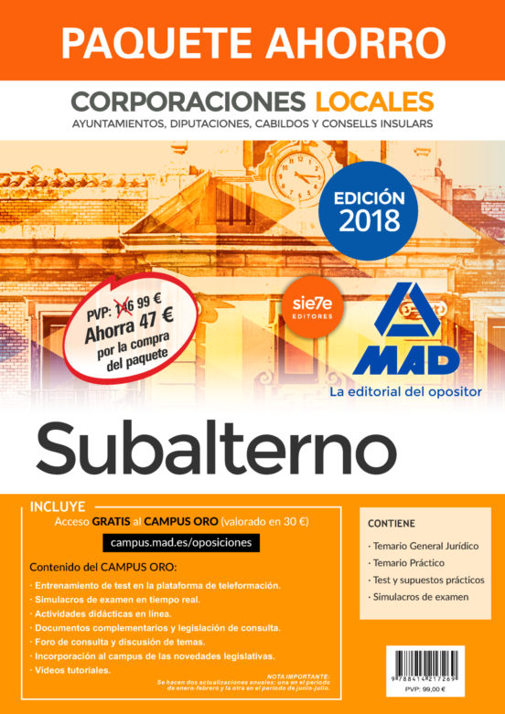Paquete Ahorro Subalterno De Corporaciones Locales. Ahorro De 47 ¤