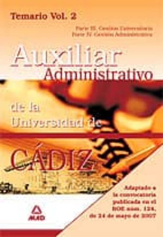 Escala Auxiliar Administrativa De La Universidad De Cadiz. Temari O