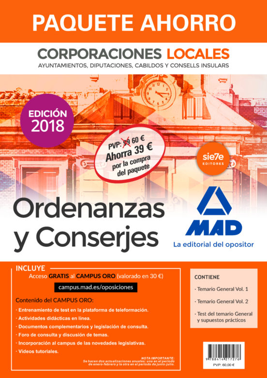 Paquete Ahorro Ordenanzas Y Conserjes De Corporaciones Locales. Ahorro