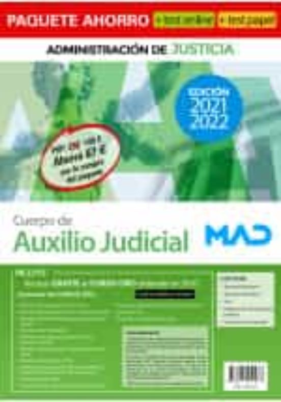 Paquete Ahorro + Test Online Y Papel Cuerpo De Auxilio Judicial De La