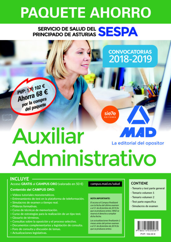 Paquete Ahorro Auxiliar Administrativo Del Servicio De Salud Del Princ