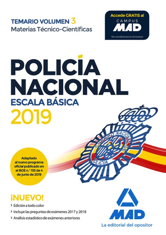 Policia Nacional Escala Basica: Temario Materias Tecnico -cie