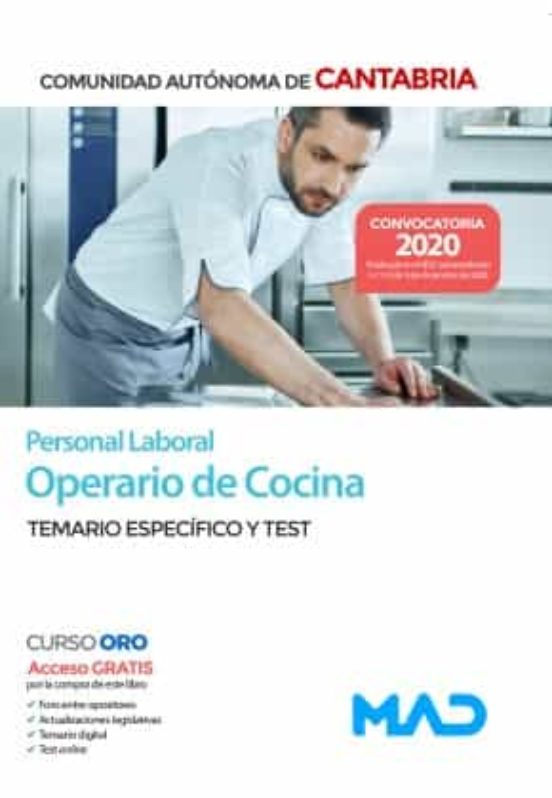 Personal Laboral De La Comunidad Autónoma De Cantabria. Temario Y Test Parte Específica. Operario De Cocina