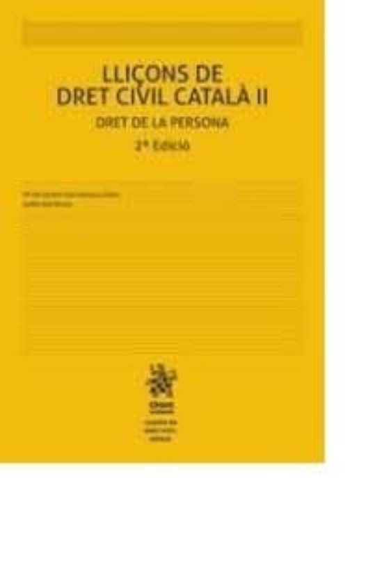 Lliçons De Dret Civil Català II Dret De La Persona 2ª Edició 2018