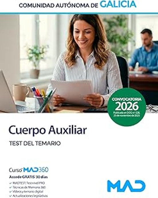 Cuerpo Auxiliar De La Administración General De La Comunidad Autónoma De Galicia. Test Del Temario