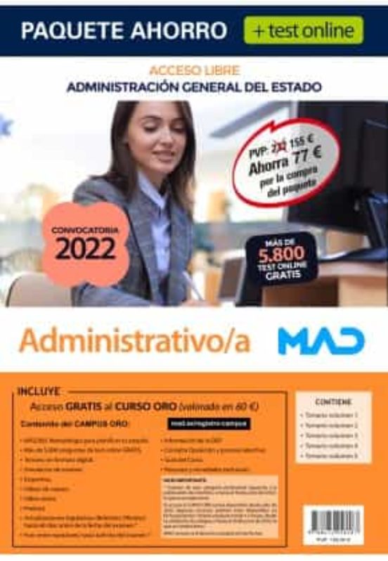 Paquete Ahorro + Test Online Administrativo/a Administr