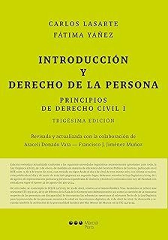 Principios De Derecho Civil. Tomo I. Introducción Y Derecho De La Persona