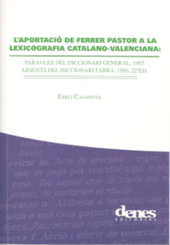 Laportació De Ferrer Pastor A La Lexicografia Catalano-valencian A