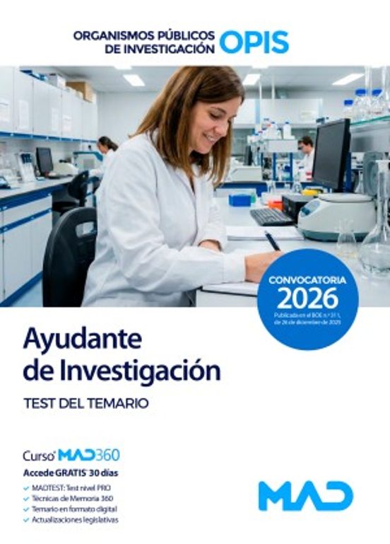 Ayudante De Investigación. Test Materias Comunes. Organismos Públicos