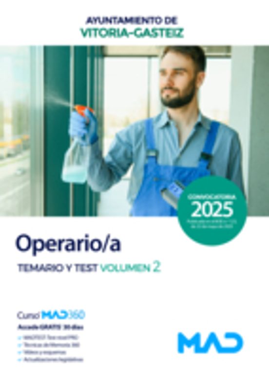 Operario/a Del Ayuntamiento De Vitoria-gasteiz. Temario Y Test Vo Lume