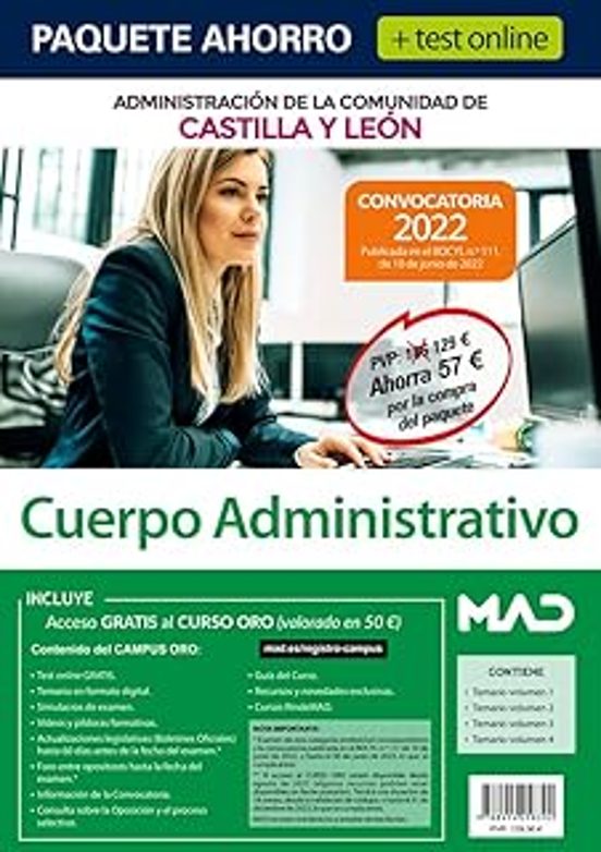 Paquete Ahorro + Test Online Cuerpo Administrativo Comunidad Autónoma