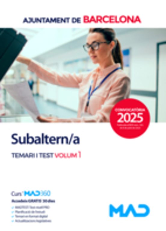 Subaltern/a. Temari Volum 1 I Test: Ayuntamiento De Barcelona / Ajunta