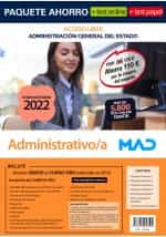 Paquete Ahorro + Test Papel + Test Online Administrativo/a Acceso Libr