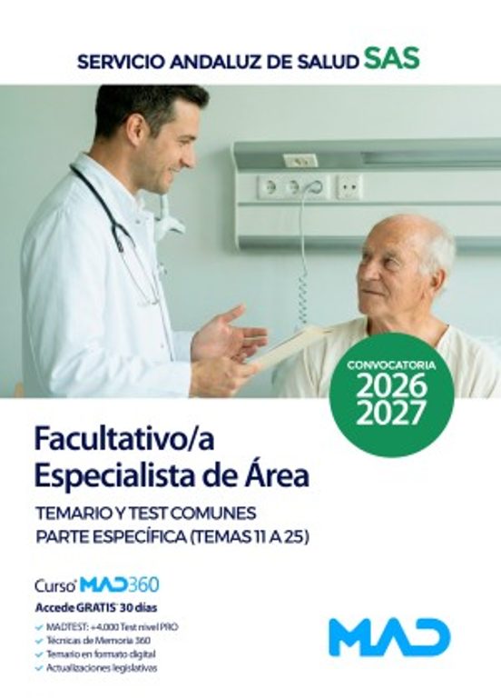 Facultativo/a Especialista De Área. Temario Y Test Parte Específica