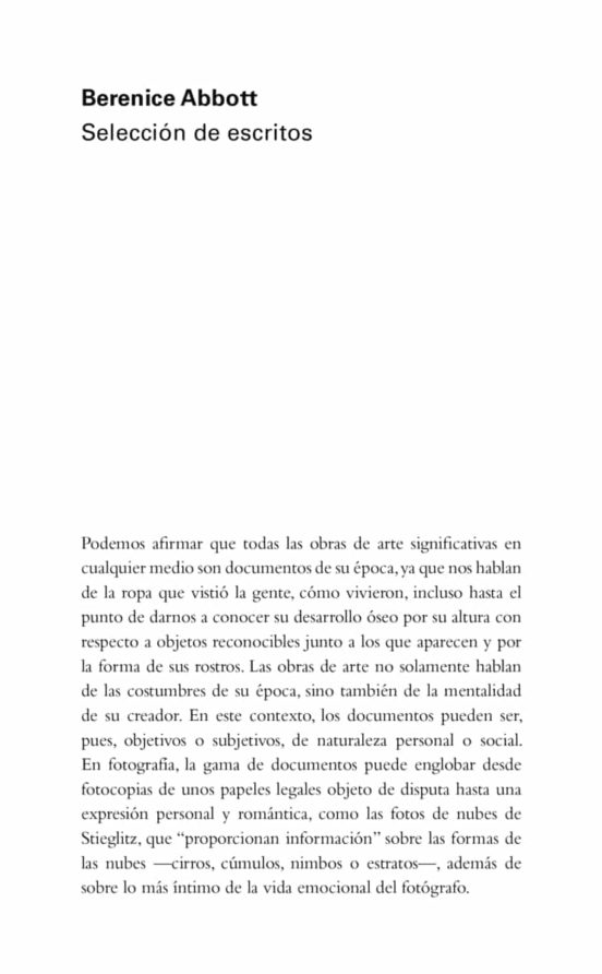 Berenice Abbott: Seleccion De Escritos