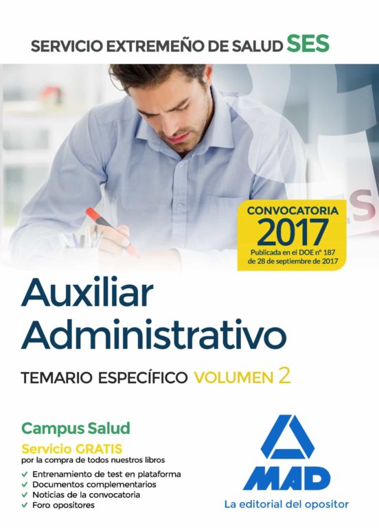 Auxiliar Administrativo Del Servicio Extremeño De Salud . Temario Específico Volumen 2