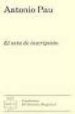 EL ACTA DE INSCRIPCION di PAU PEDRON, ANTONIO 