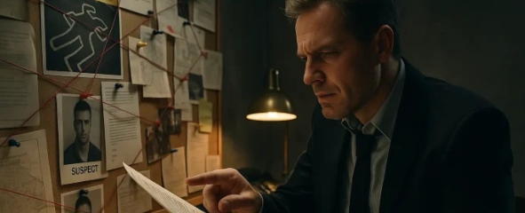 Imagen en blanco y negro de una misteriosa mujer leyendo un libro