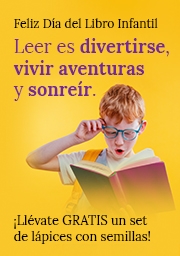 niño con gafas con un libro en las manos
