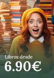 chica con cara de sorpresa y pila de libros al fondo