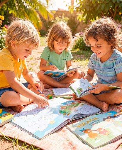 niños leyendo sentados