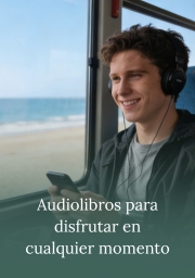 Chico escuchando un audiolibro con auriculares