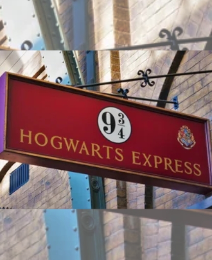 Imagen del cartel del andén 9 3/4 de Hogwarts