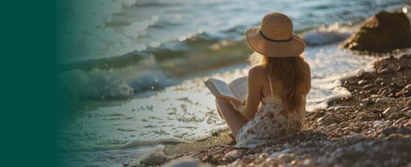 chcia leyendo en la playa