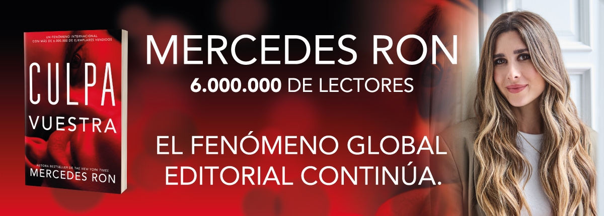 Imagen portada «Culpa vuestra» e imagen de Mercedes Ron