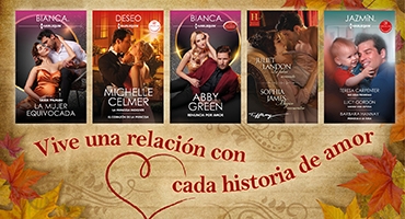 Mujer vestido rojo y portadas de libros románticos